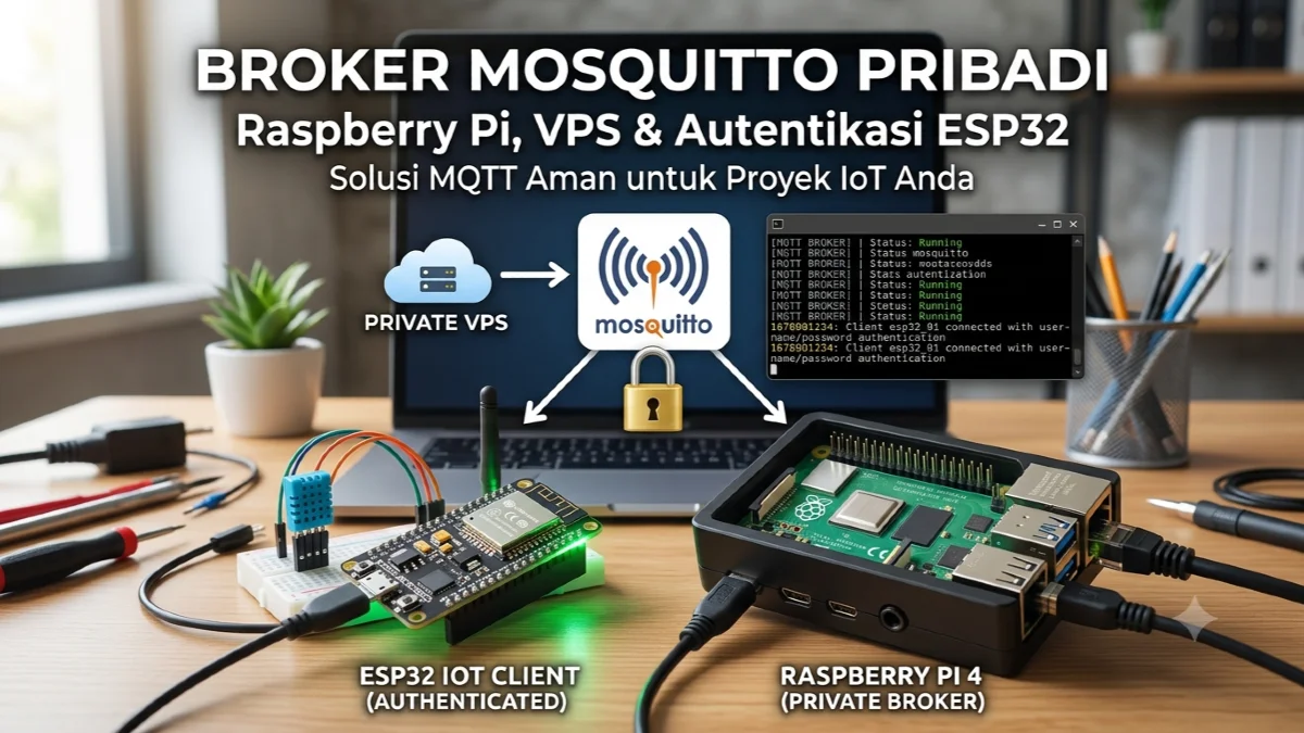 Broker Mosquitto Pribadi di Raspberry Pi / VPS + Autentikasi ESP32
