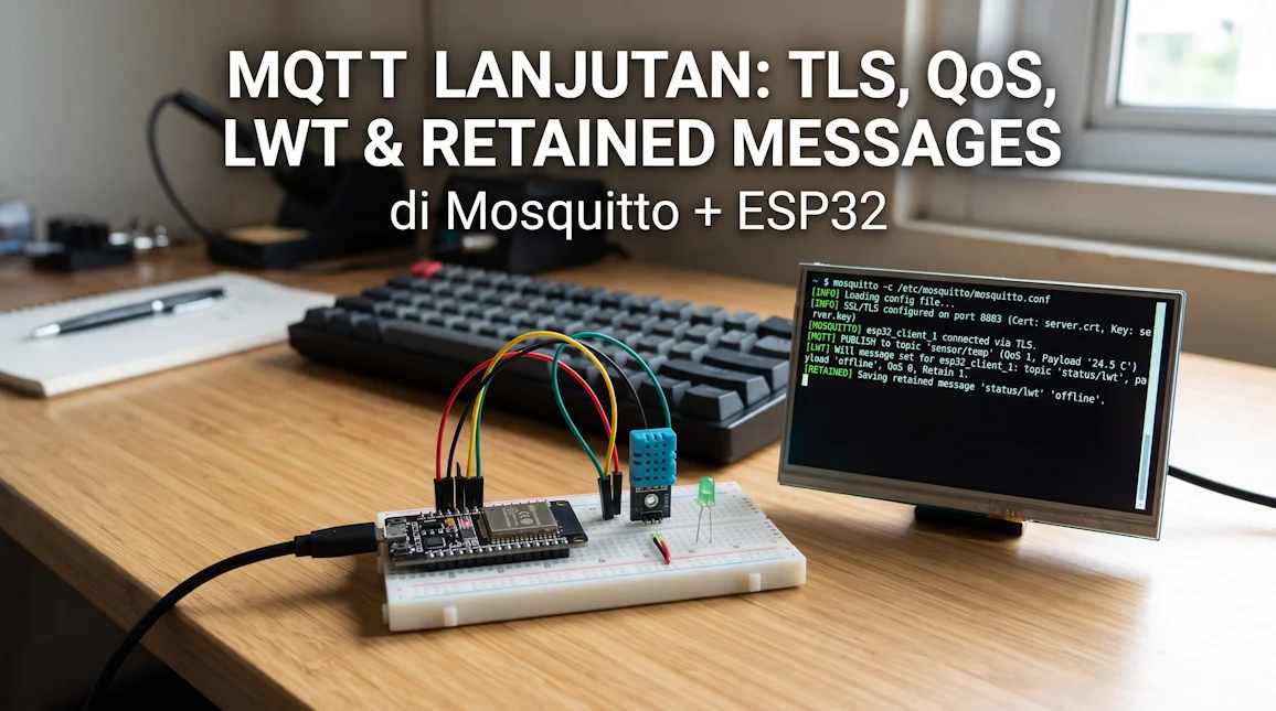 MQTT Lanjutan: TLS, QoS, LWT & Retained Messages di Mosquitto + ESP32