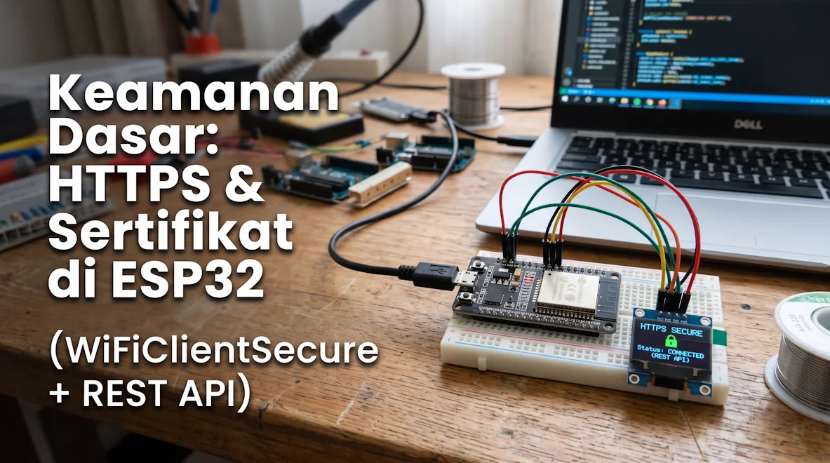 Keamanan Dasar: HTTPS & Sertifikat di ESP32 (WiFiClientSecure + REST API)